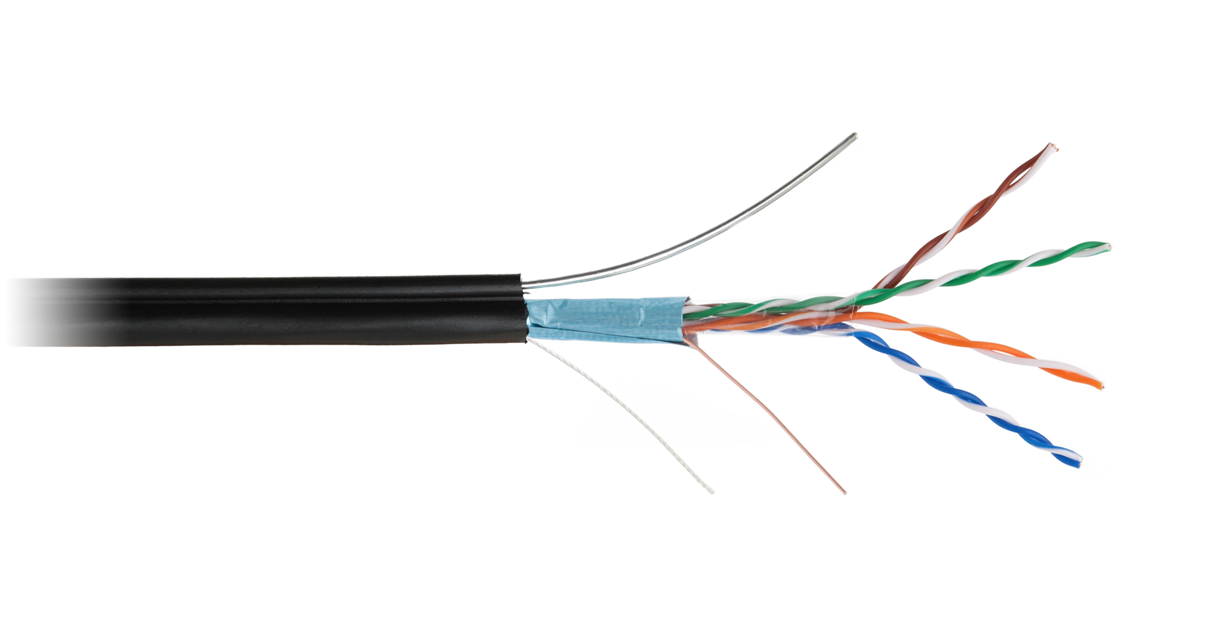 Кабель витая пара Netlan F/UTP 4 пары, Кат.5е, медный, внешний, PE -40, с тросом, черный, 305м